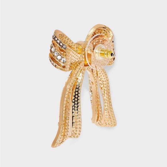 SUGARFIX BaubleBar Crystal Gold
Bow Statement Christmas Earrings Gold Red NWT - Picture 4 of 10